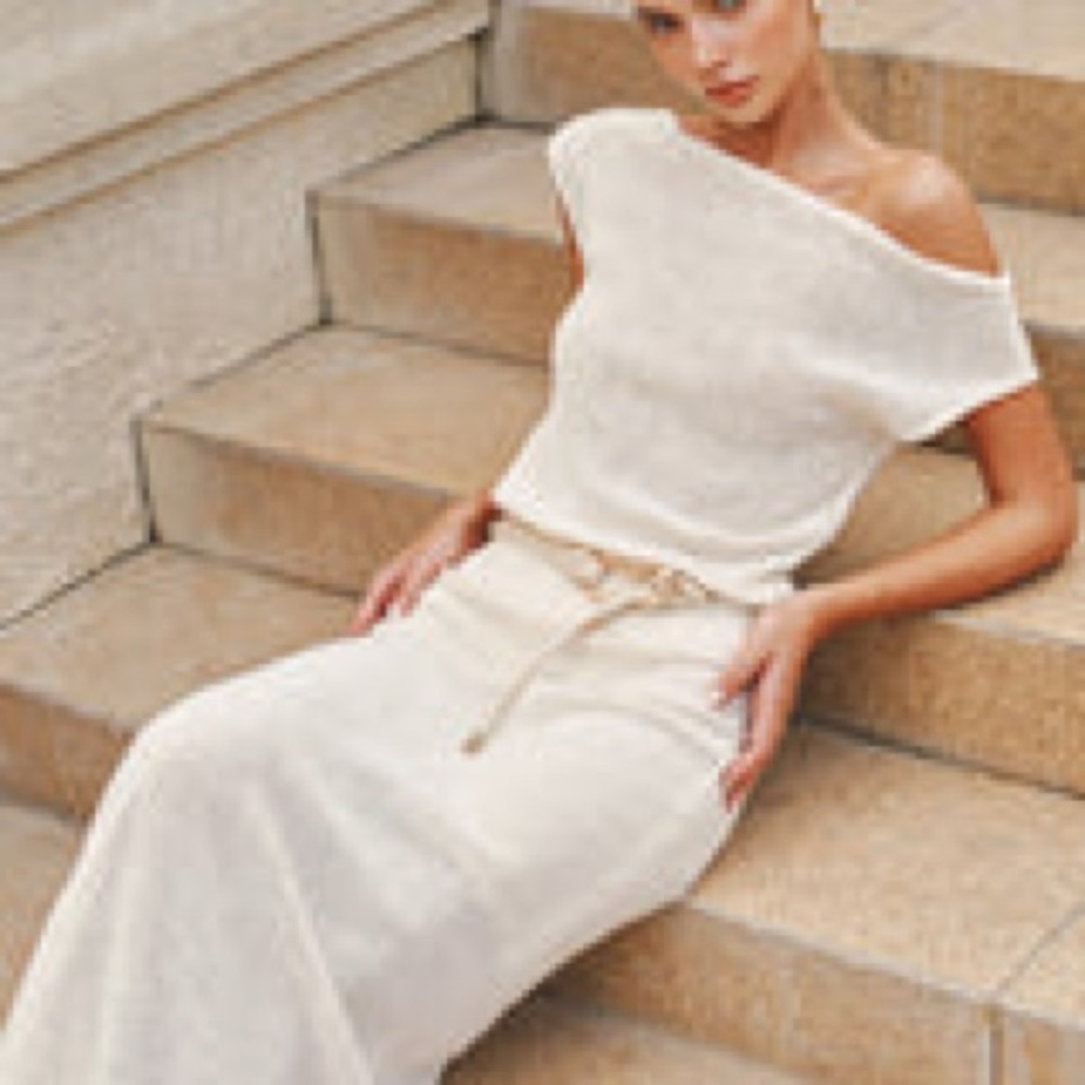 Commense off shoulder wool blend set
